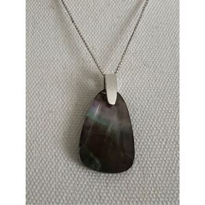 Kendra Scott Maeve Bright Silver Long Pendant Necklace In Black Mother-Of-Pearl